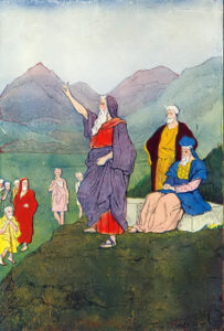 Moses proclaiming the covenant of God to the Isrealites